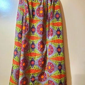 One size Fits All African Print Above the  Ankle Length Skirt with 2 side pocket